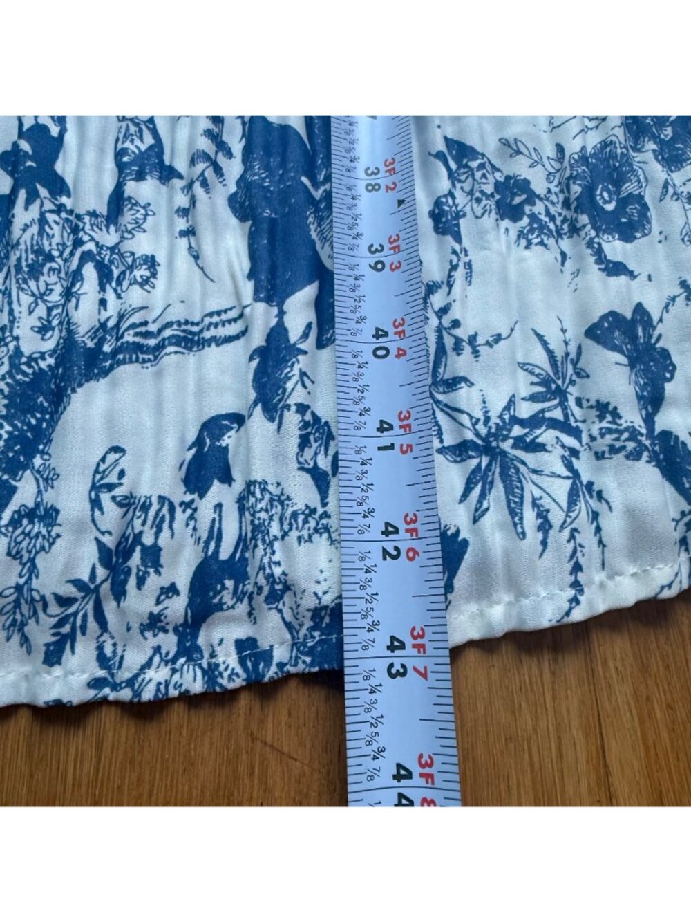Kindred Size M Blue & White Floral Print Pleated Short Sleeve Midi A-Line Dress - Picture 4 of 16